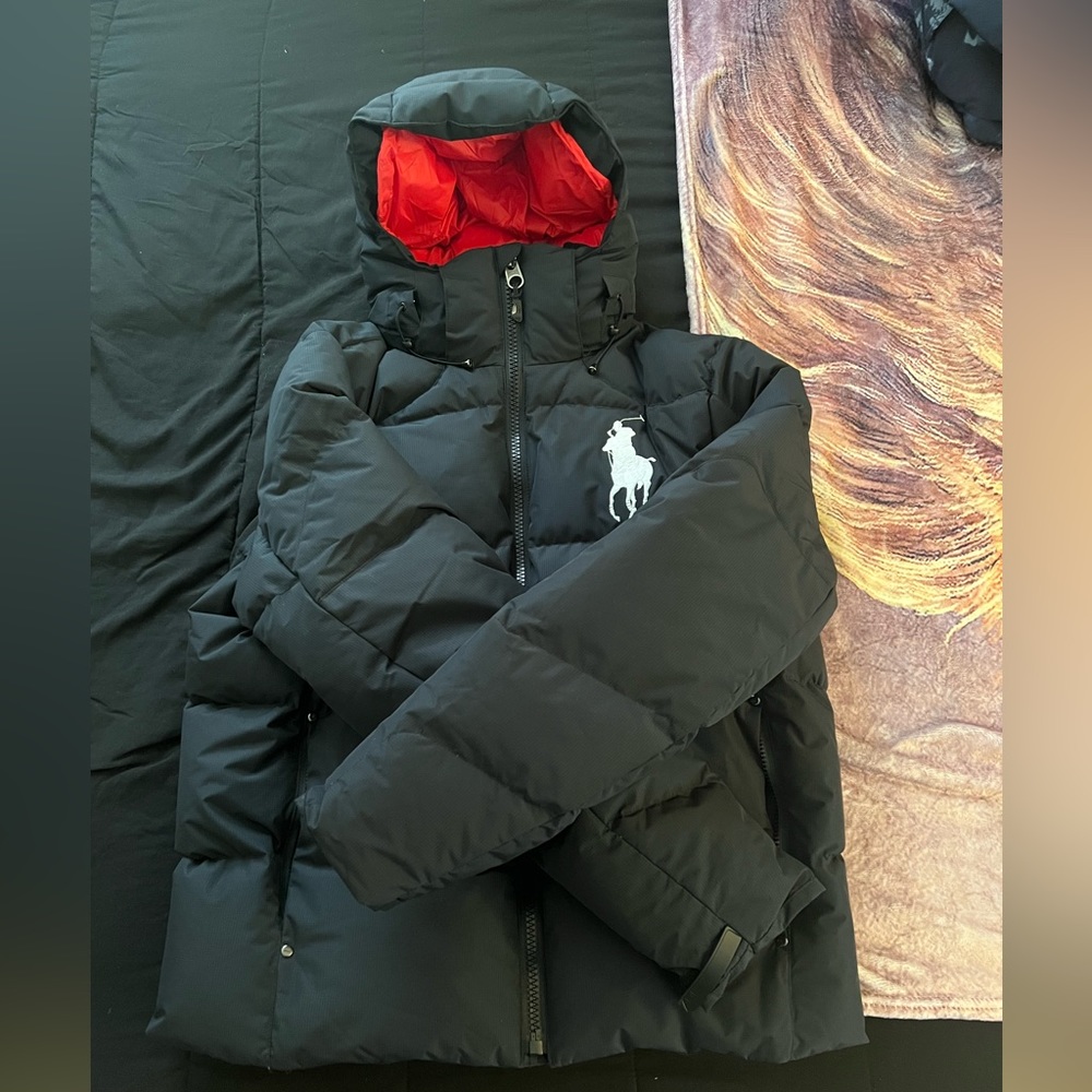 Polo Ralph Lauren big pony puffer jacket black / white
